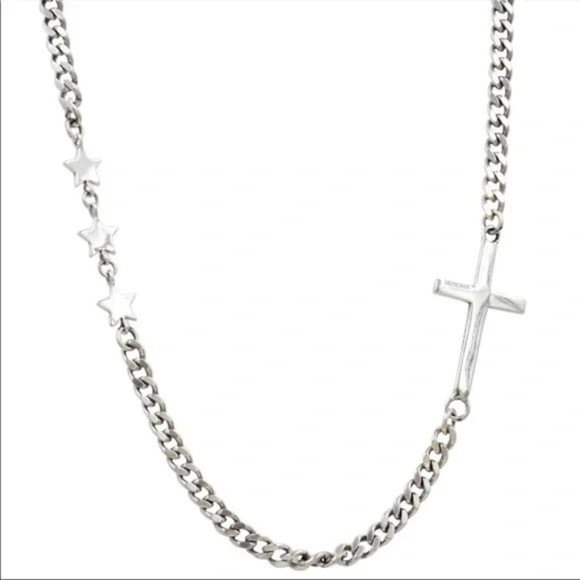 NEW 925 STERLING SILVER STAR CROSS NECKLACE, NICE NECKLACE, CUTE NECKLACE - Picture 5 of 5